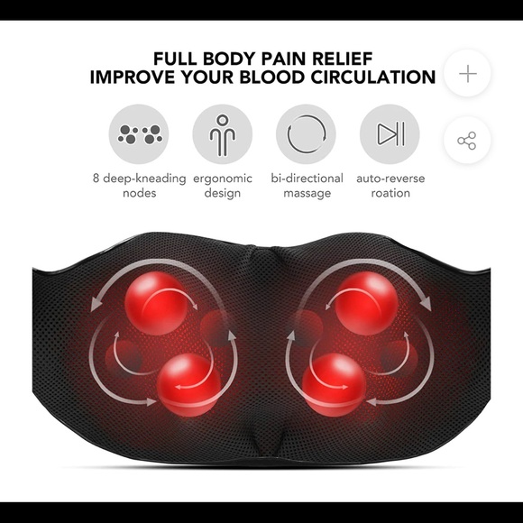 NAIPO SHIATSU BACK AND NECK ROTATING MASSAGER WITH HEAT 3D DEEP KNEADING. NEW!!! - Picture 3 of 12
